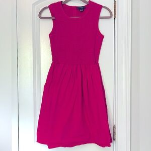 Beautiful fuchsia poplin smocked minidress by French Connection, size 8, EUC!